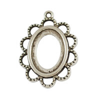 13mm x 17.5mm Oval Pendants Setting - Antique Silver with Options