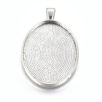 30mm x 40mm Oval Pendants Setting - Shiny Silver with Options