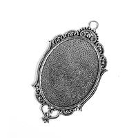Oval Fancy Antique Silver Pendants - Qty & Glass Options - 30mm x 40mm