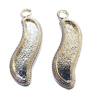 40mm Wave Pendants with Loop - Shiny Silver