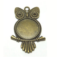 20mm Owl Pendants Setting - Antique Bronze with Options