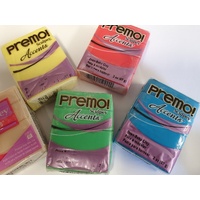 5 x 57g Pack Sculpey Premo Translucents - Red, Blue, Green, Yellow & White