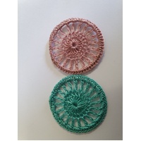 42mm Round Crochet Pendant - Antique Rose or Turquoise