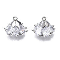 2 x Cubic Zircona Earring Charms Platinum  (Brass Base)