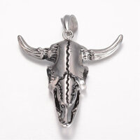 Very Large Bull Ox Cow Skull Metal Pendant 