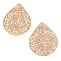 2 x 50mm Rose Gold Teardrop - Filigree Earring Charms