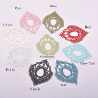 2 / 10 x Elegance Filigree Earring Pendants 30mm x 40mm -10 Colours