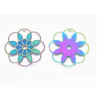 2 x Flower Carnival   Filigree Earring Pendants 33mm Flower