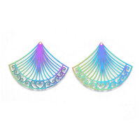 2 x Fancy Fan Carnival -  Filigree Earring Pendants 42mm Fancy Fan