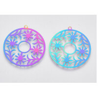 2 x Daisies In Carnival - Filigree Earring Pendants 32mm