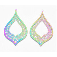 2 x Open Teardrop Carnival - Filigree Earring Pendants 74mm