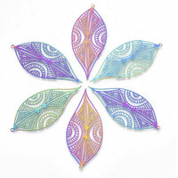 2 x Ethnic Leaf Carnival - Filigree Earring Pendants 57mm 