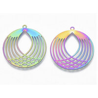 2 x Crossing Over Carnival - Filigree Earring Pendants 32mm 