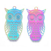 2 x Owl Carnival - Filigree Earring Pendants 36mm 