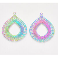 2 x Eastern Carnival  Filigree Earring Pendants 40mm 