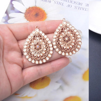 2 Pcs  Rhinestone and Enamel - Delicately Ornate Large Pendants 