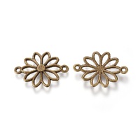 2 x Flower Connector/Earrring Pendant - Antique Bronze 25mm x 19mm