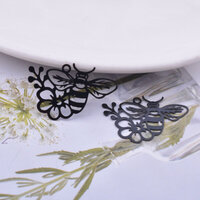 2 / 10 x 30mm Bee on Flower - Filigree Earring Pendants