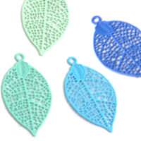 2 / 10 x 30mm Baby Leaf - Filigree Earring Charms
