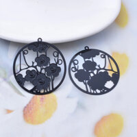 2 / 10 x 32mm Cherry Blossom Filigree Earring Pendants