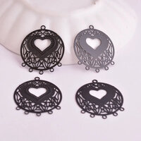 2 x 25mm Heart Chandelier Filigree Earring Pendants