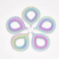 Filigree Drop Earring Pendant Charms - Indian Swirl Teardrop - Carnival - 40mm