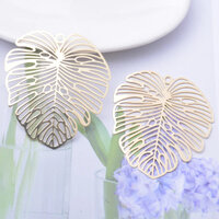 2 x 50mm Large Monstera Filigree Earring Pendants Rose Gold or Gold