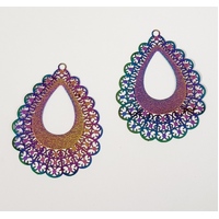 2 x 40mm Carnival - Filigree Earring Charms - Complex Drop