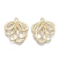 2 x Light Gold Hammered Filigree Petal Pendants