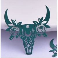 2 x 29mm Boho Skull Horns - Filigree Earring Charms