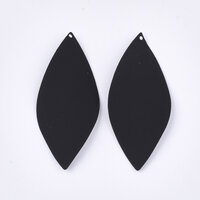 Huge Black Leaf 64mm Black Coated Earring Charms Can be Embellished