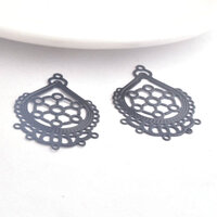 38mm Chandelier - Black -Filigree Earring Charm