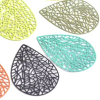 2 x 40mm Crazy Leaf - Filigree Earring Charms Many Colours