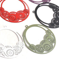 2  / 10 x 37mm Circles Inside - Filigree Earring Charms