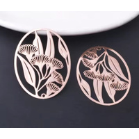2 x 40mm Gum Flowers - Filigree - Rose Gold