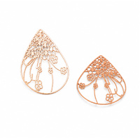 Rose Gold Floating Teardrop - Filigree Earring Charms