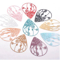 2 x Floating Drop - Filigree Earring Charms