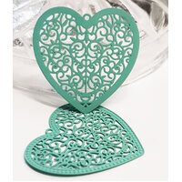 2 x 30mm Intricate Hearts  - Filigree Earring Charms