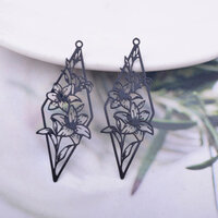 2 x 45mm Flower Diamond - Filigree Earring Charms
