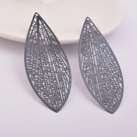 2 x 70mm Long Leaf - Filigree Earring Charms