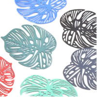 2 x 32mm Monstera #1 - Filigree Earring Charms