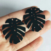 2 x 36mm Monstera #2 - Filigree Earring Charms