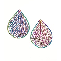 2 x 53mm Carnival - Filigree Earring Charms - Crazy Leaf