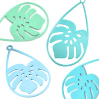 2 x 26mm Monstera Drop - Filigree Earring Charms