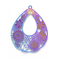 2 x 39mm Carnival - Filigree Earring Charms - Bouquet