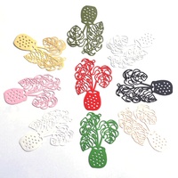 2 x 48mm Monstera Pot - Filigree Earring Charms