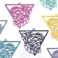 2 x 32mm Monstera Trio - Filigree Earring Charms