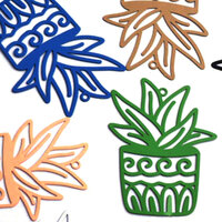 2 x 47mm Potted Aloe - Filigree Earring Charms