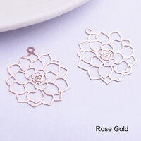2 x 25mm Open Flower - Rose Gold - Filigree Earring Charms