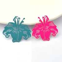 2 x 27mm Pretty Hibiscus - Filigree Earring Charms